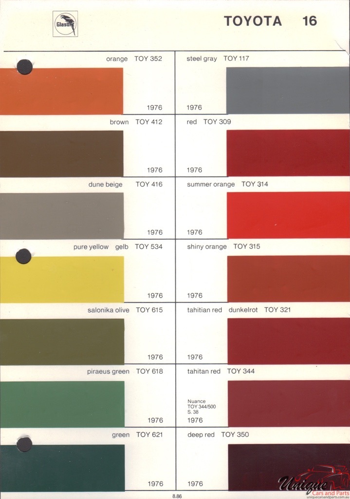 1976 Toyota Paint Charts Glasurit 4